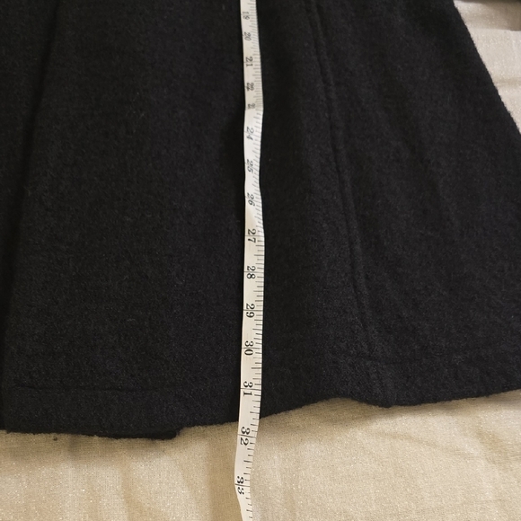 Cynthia Rowley Black Wool Dress Coat with Cream Floral Accents - Picture 10 of 14